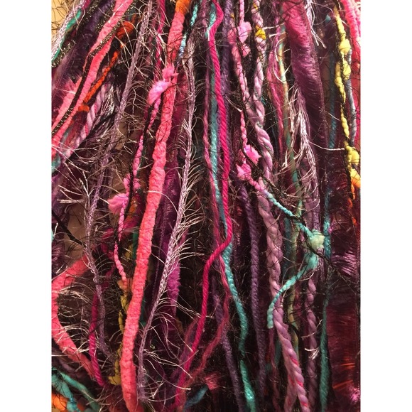 Black / Bright tones- Yarn hair fall / clip for Burning Man or festivals #007 - Picture 4 of 6